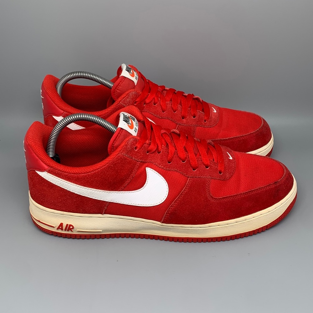 Nike Air‎ Force 1 Low Red White Suede Shoes 820266-601 Men's Sz 13
